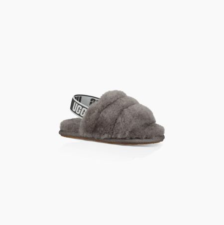 UGG Fluff Yeah Deep Grey Slides for Toddlers (KDQL86735)